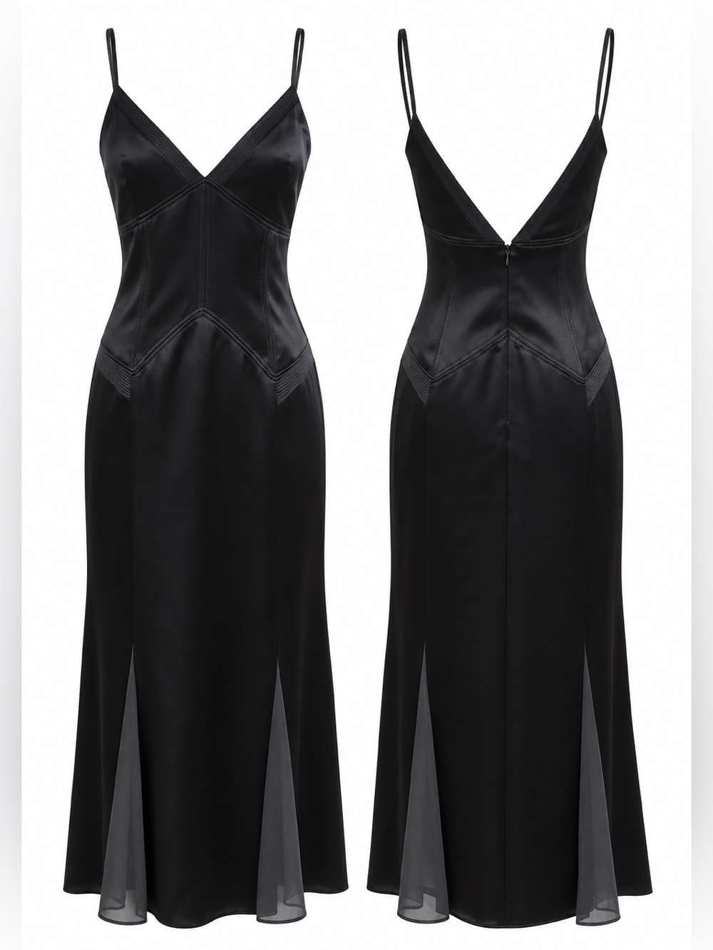 Vintage Vera Wang Black Satin Slip Dress Evening Gown Y2K 2/4